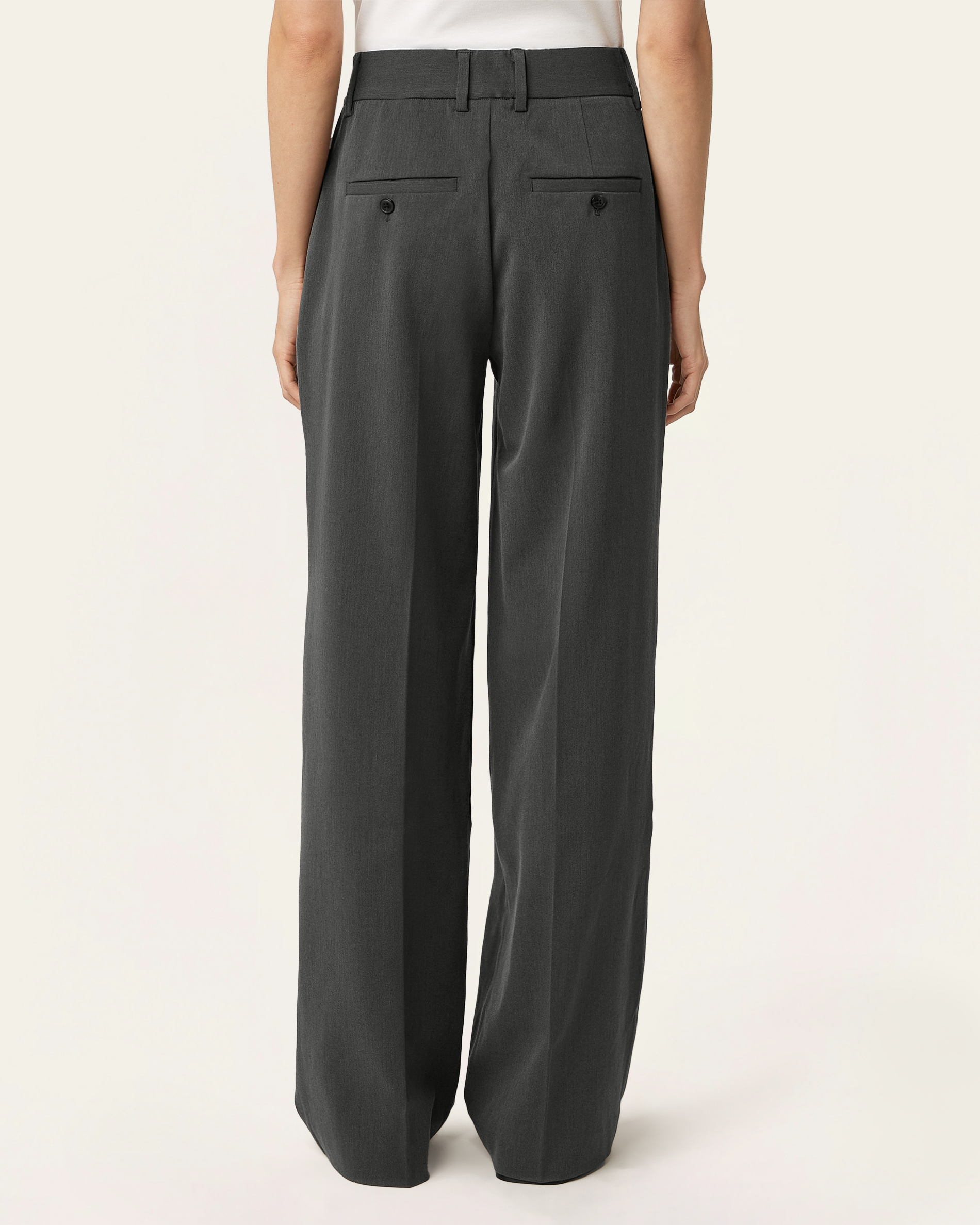 Pleated Signature Wide Pants - Dark Grey