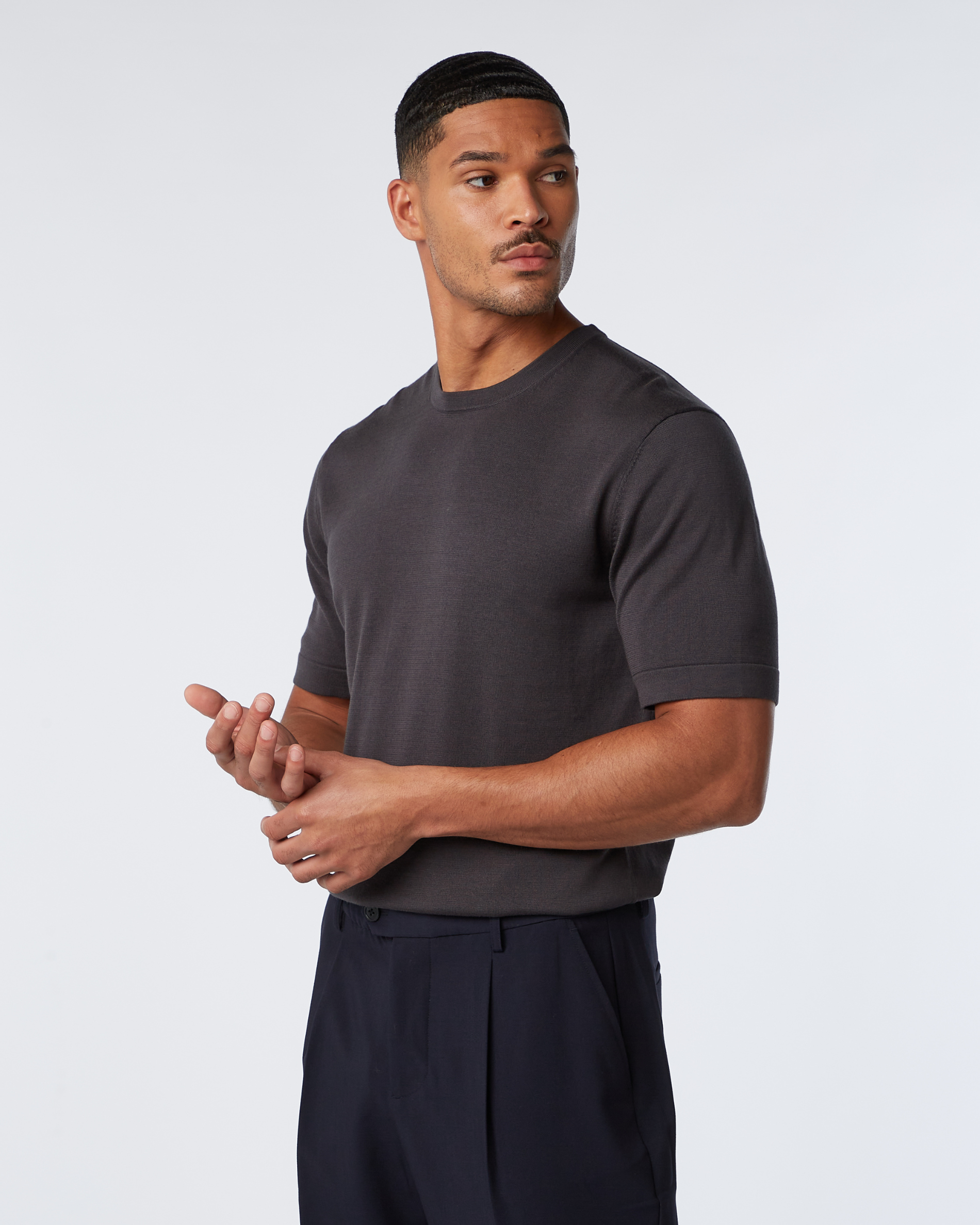 Knitted t-shirt Dark grey