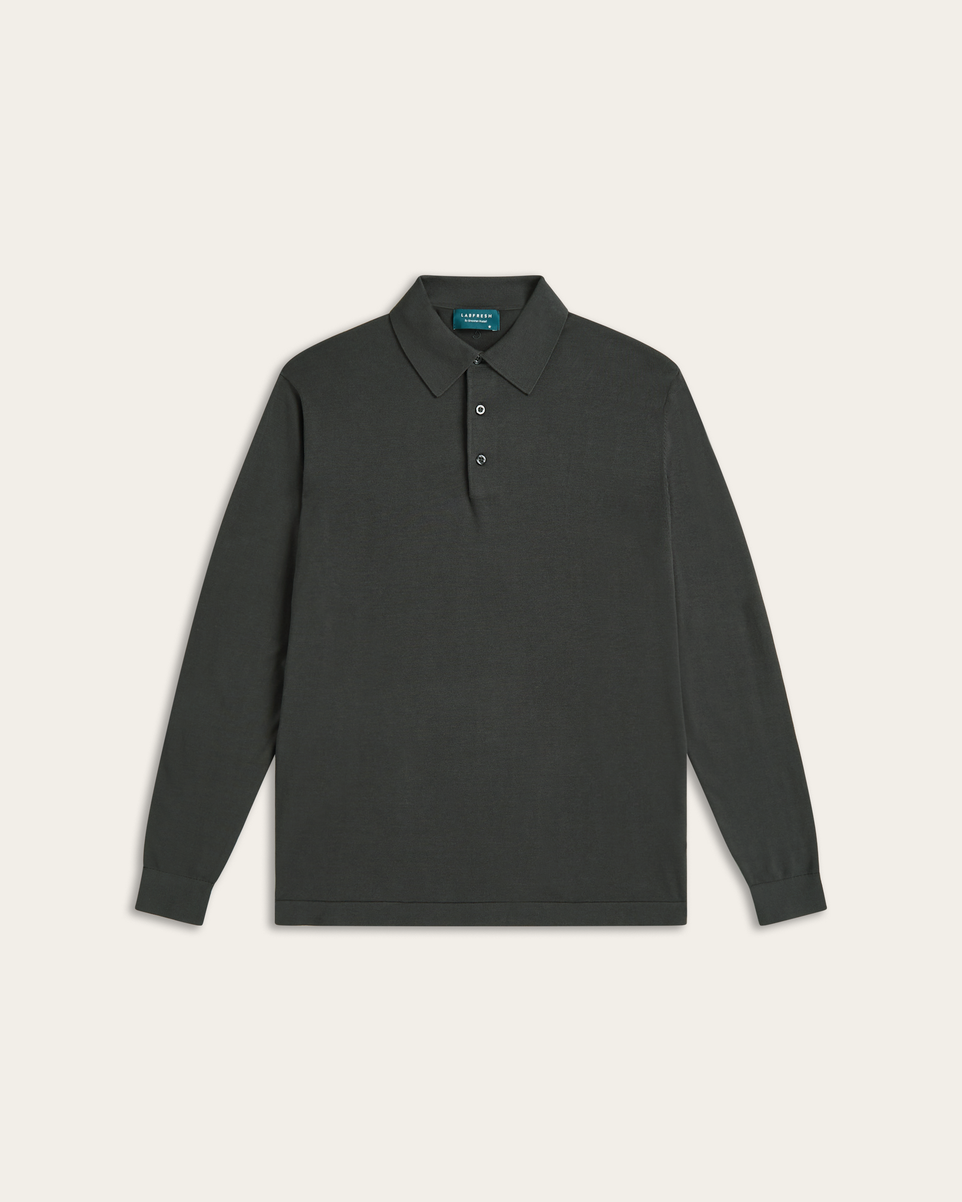 Knitted Long-sleeve Polo Dark Grey