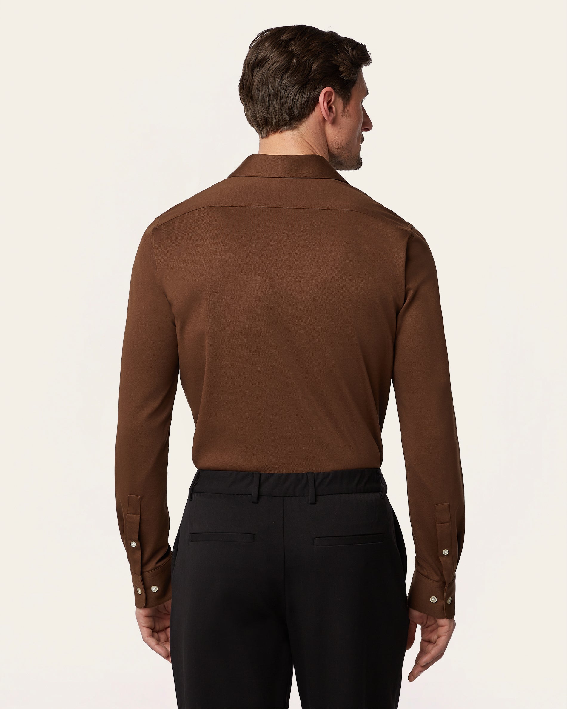Knitted non-iron shirt Brown