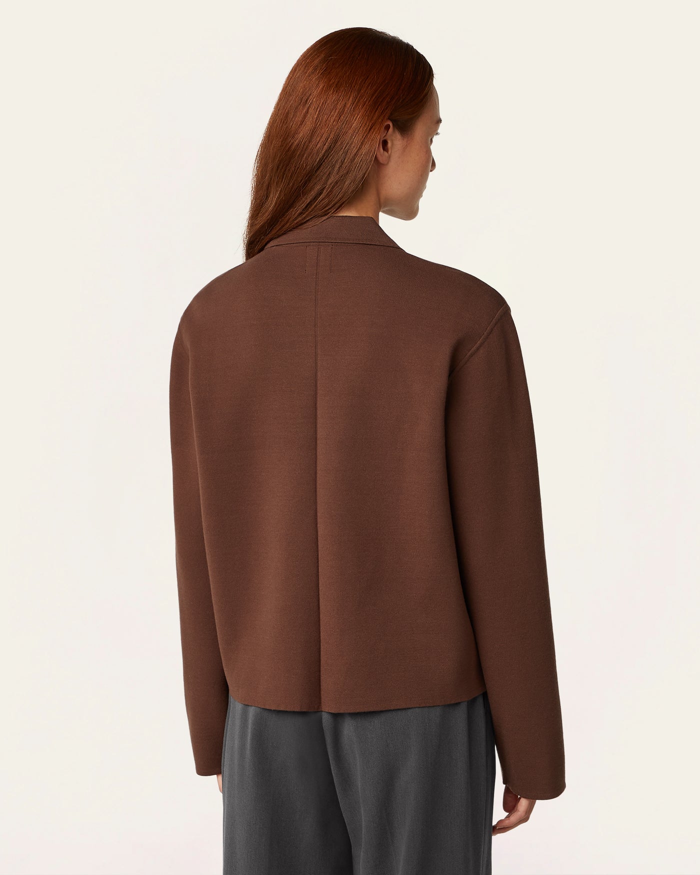 Boxy Jacquard Cardigan - Brown