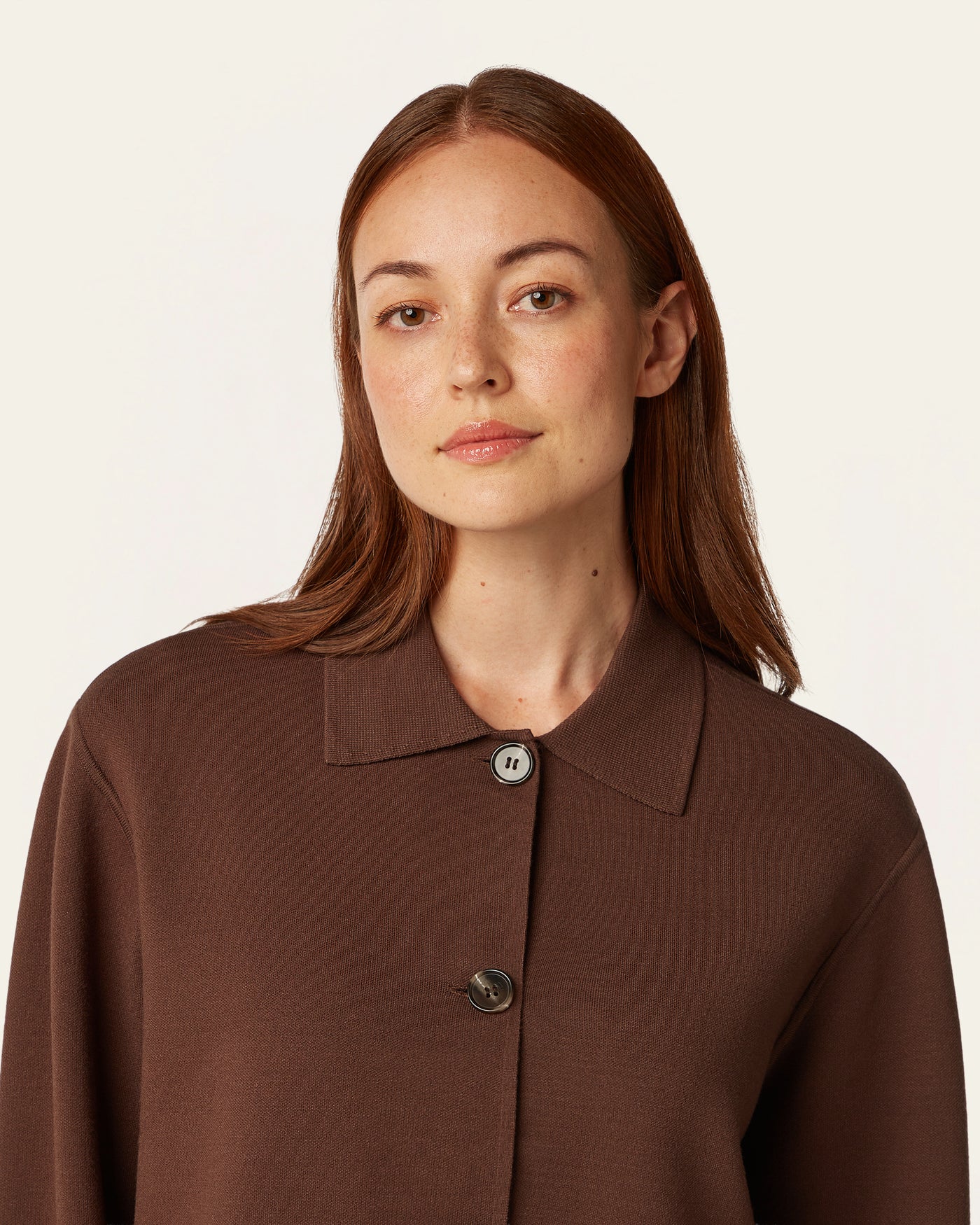 Boxy Jacquard Cardigan - Brown