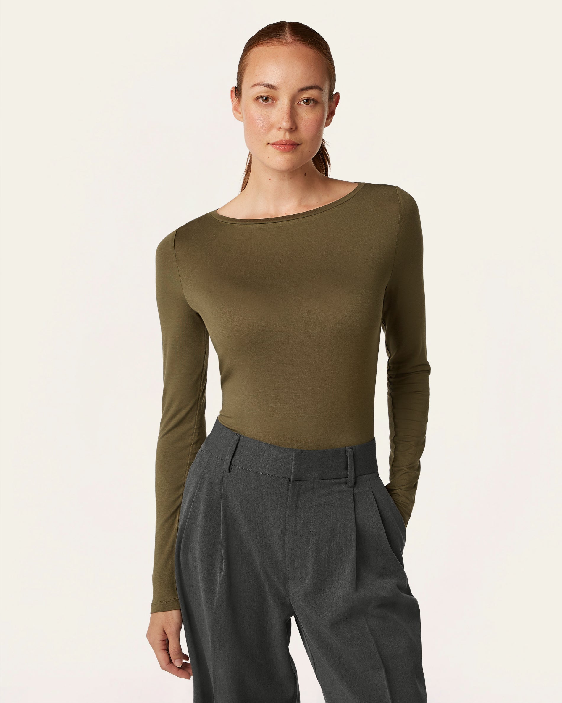Boatneck Knit - Dark Olive