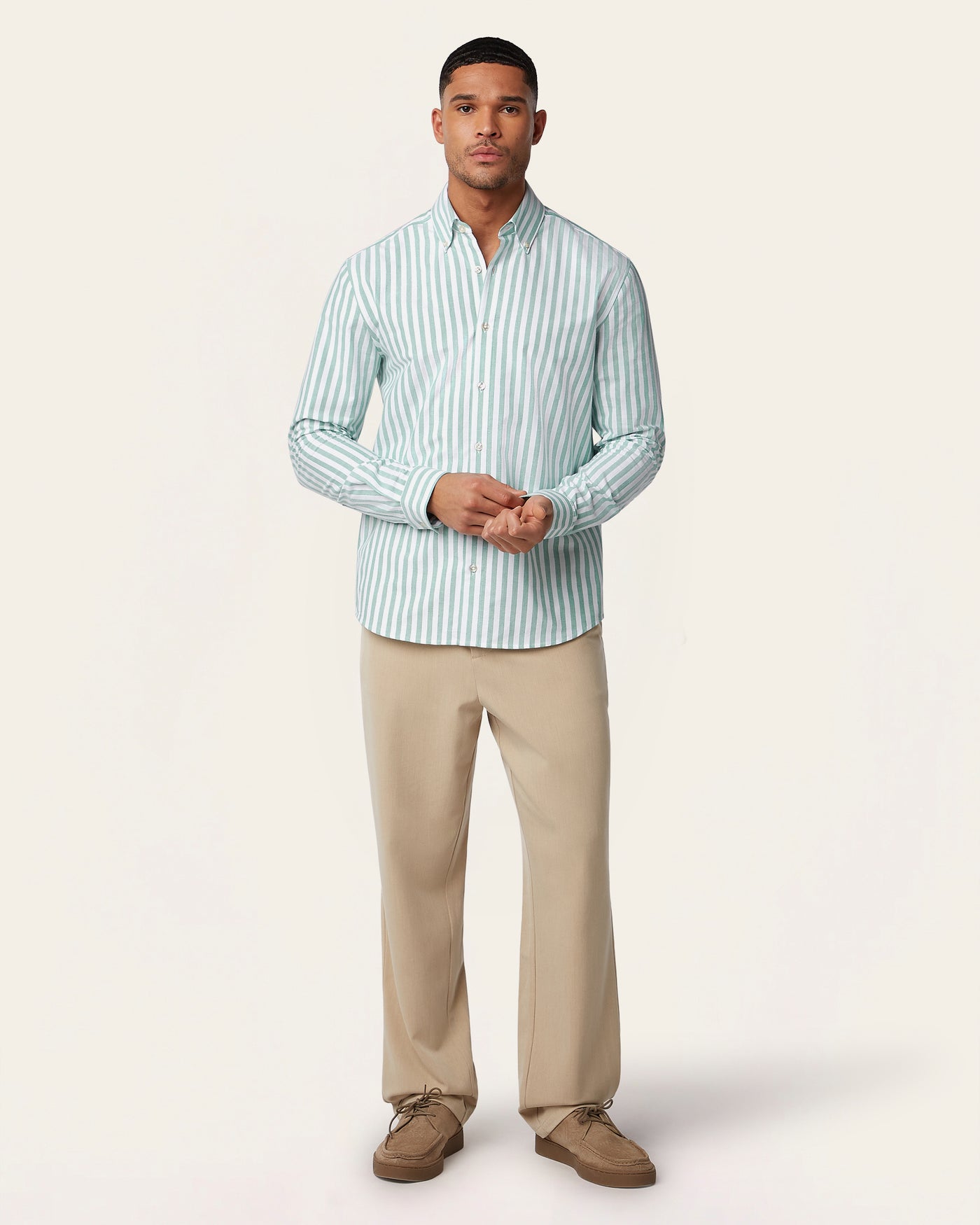 Oxford Shirt Green / White stripe