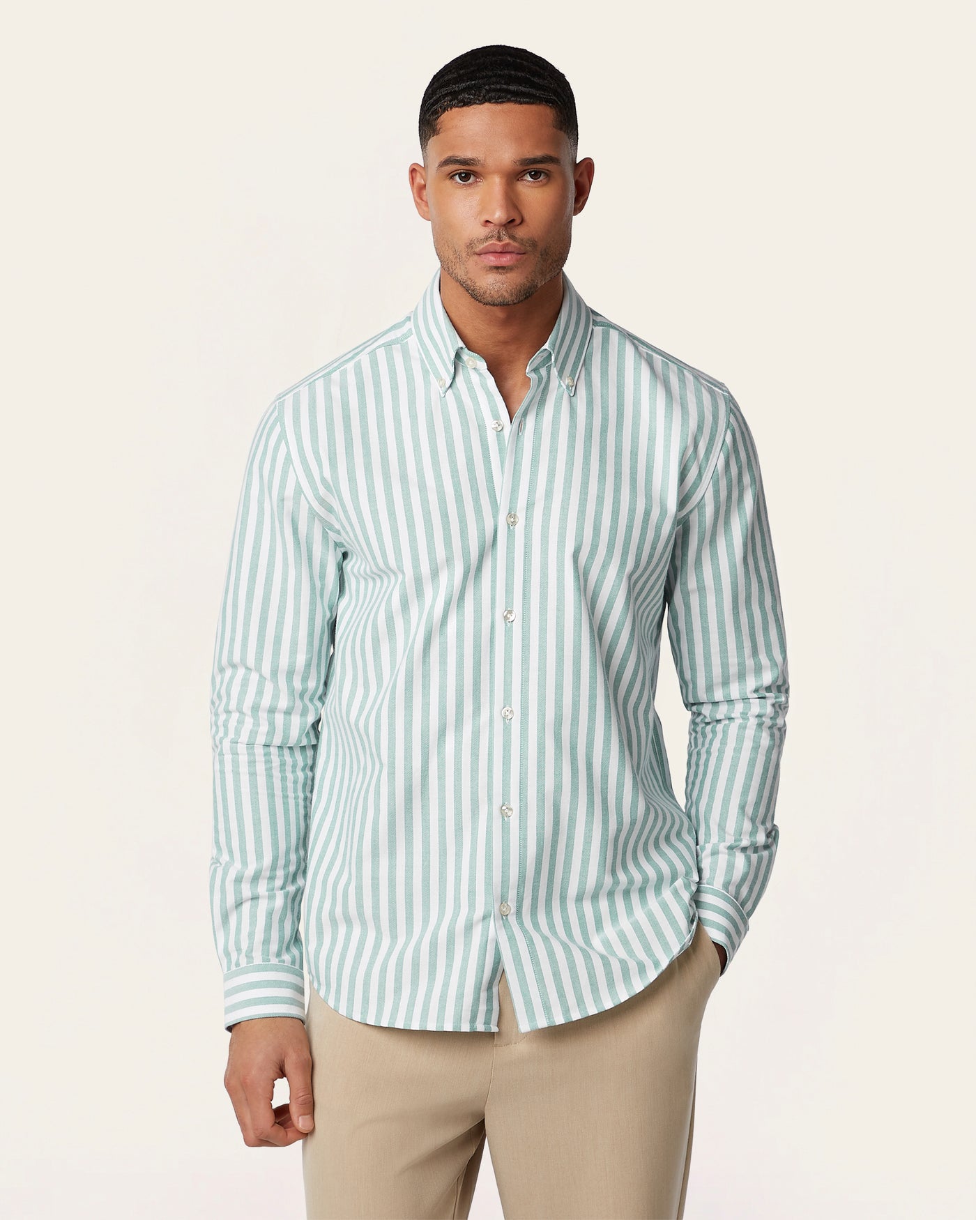 Oxford Shirt Green / White stripe