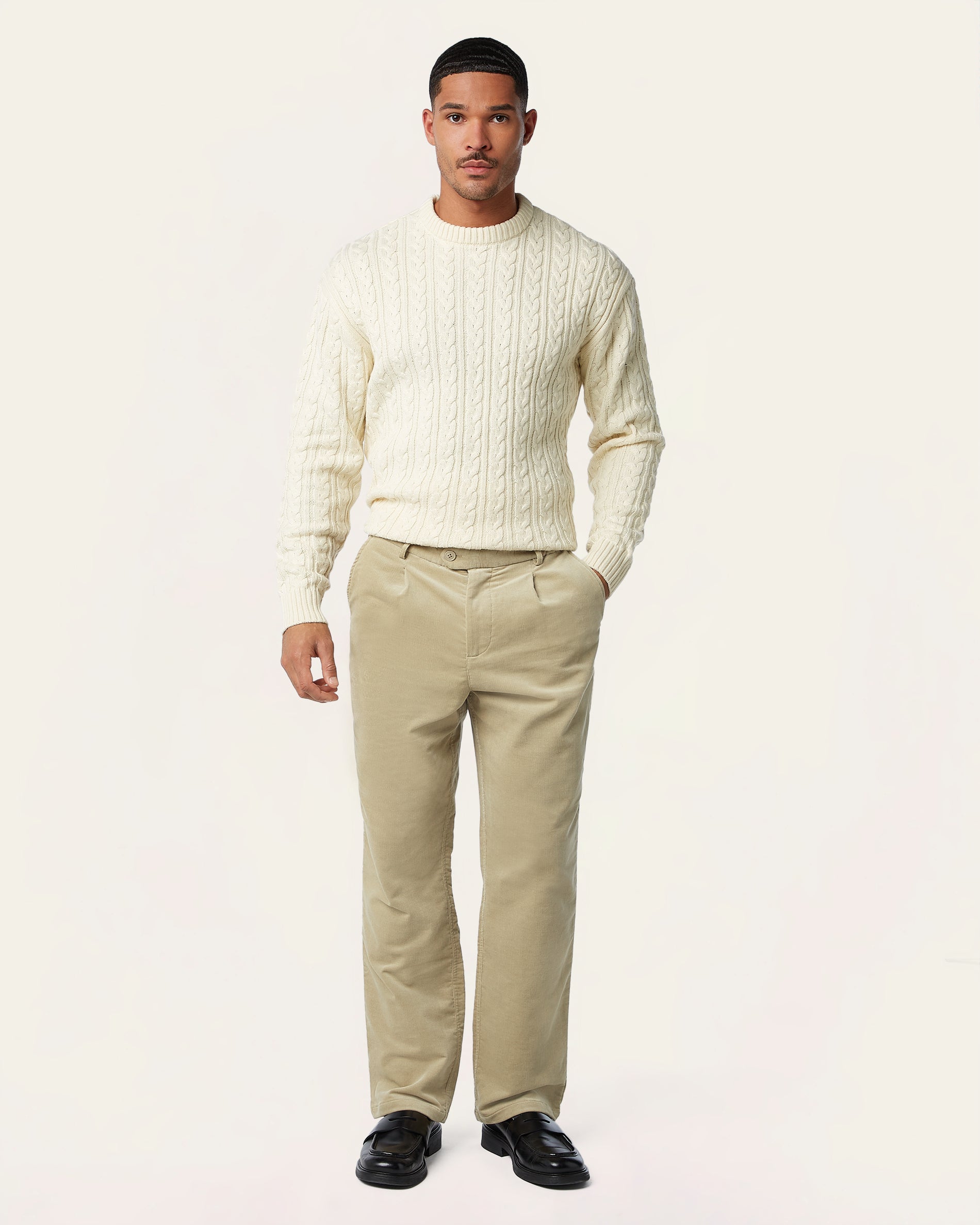 Straight Corduroy Pants Sand