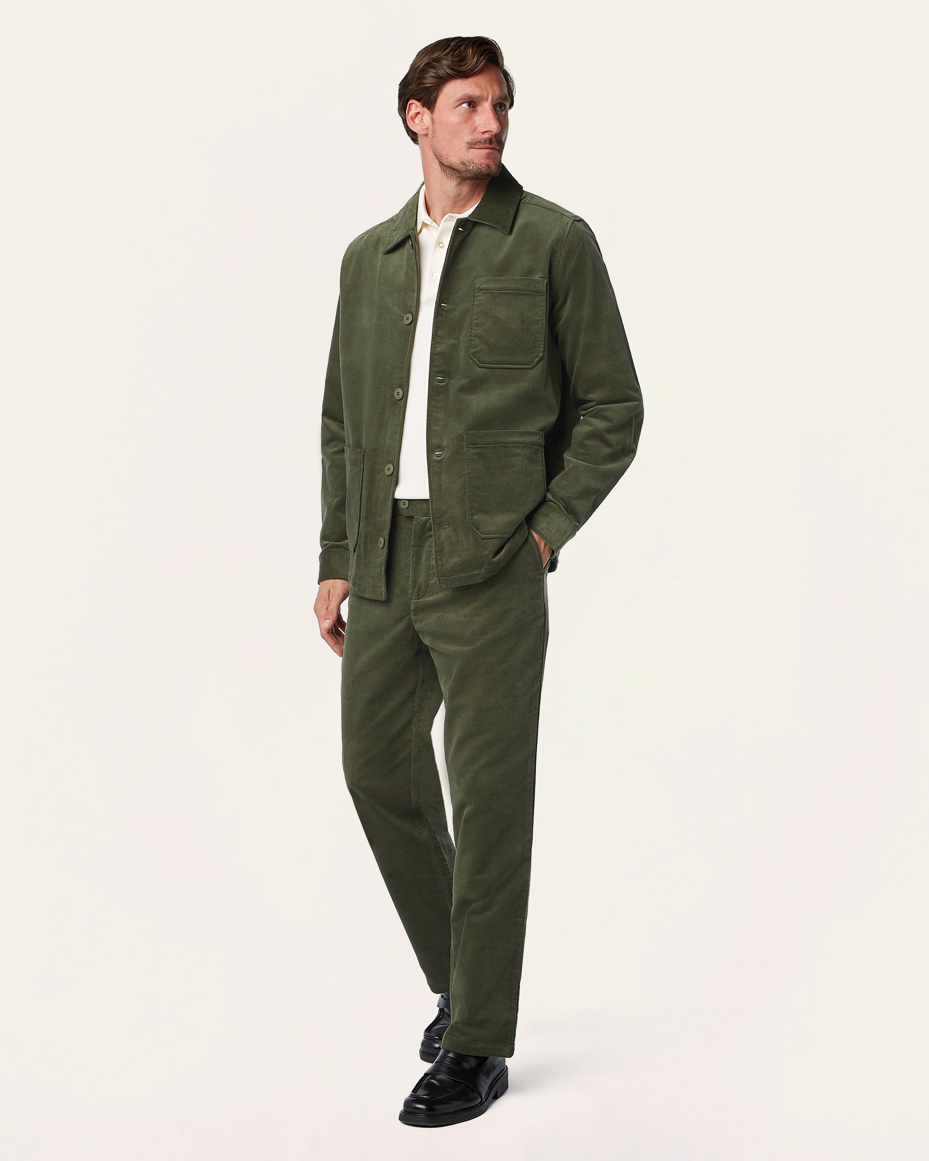Cordruoy Shirt Jacket Dark Olive