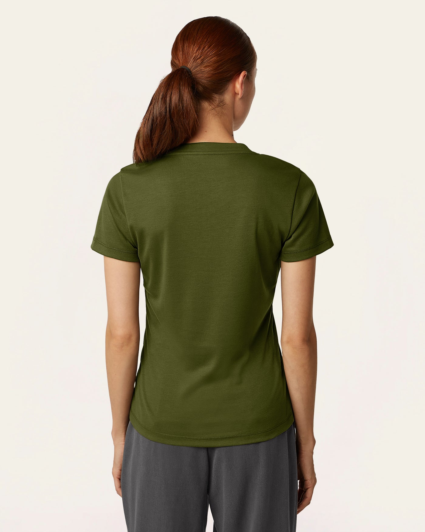 Interlock V-neck Slim T-shirt - Olive
