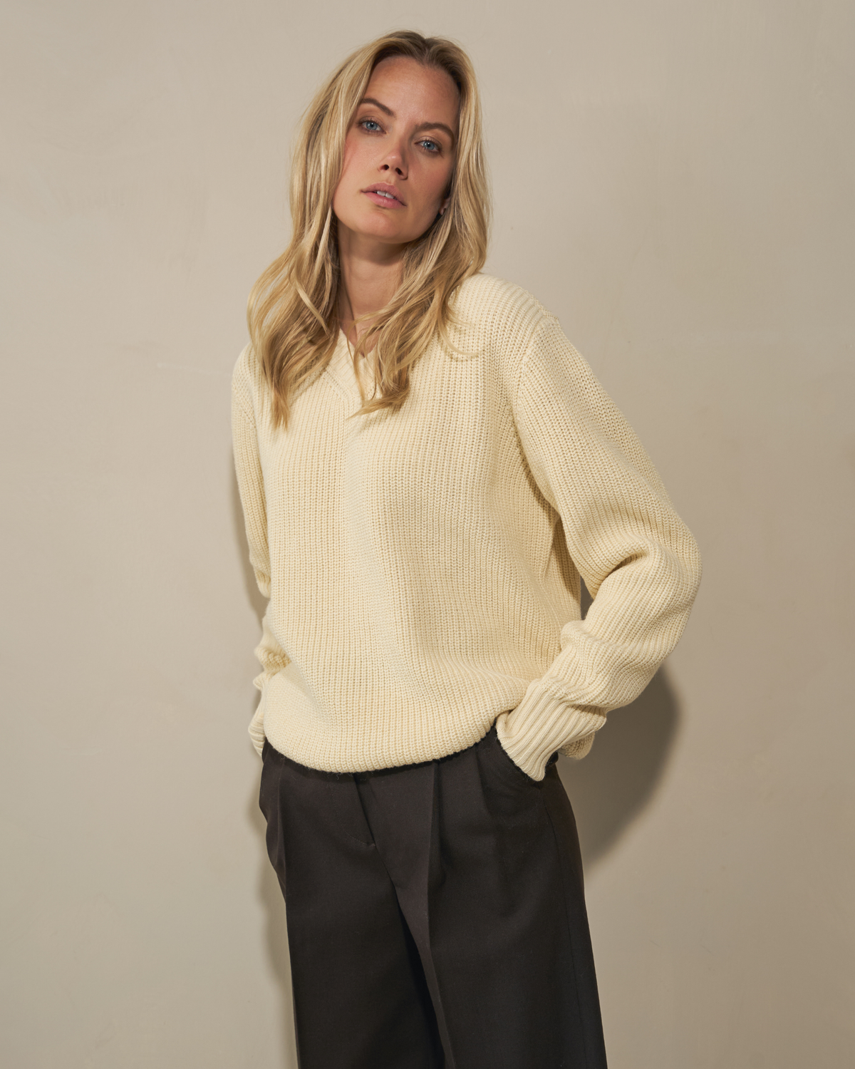 Heavy Seawool V-neck - Off White