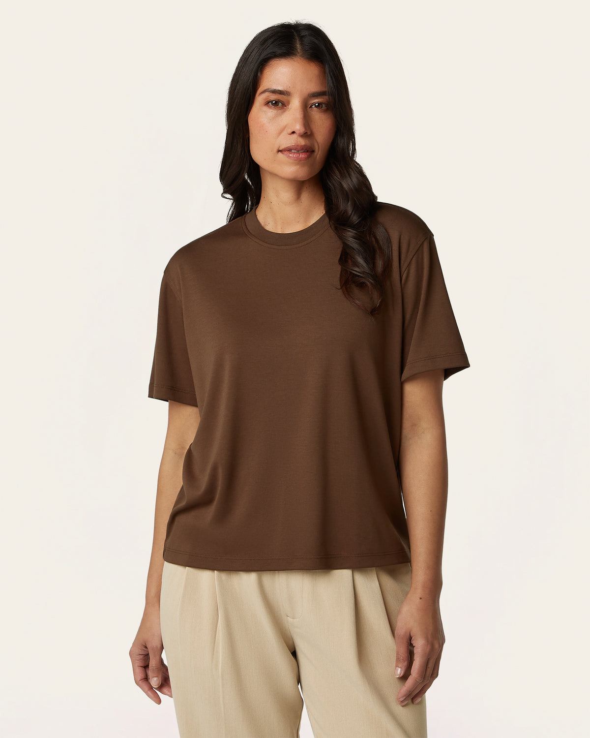 Interlock Boxy Fit T-shirt - Brown