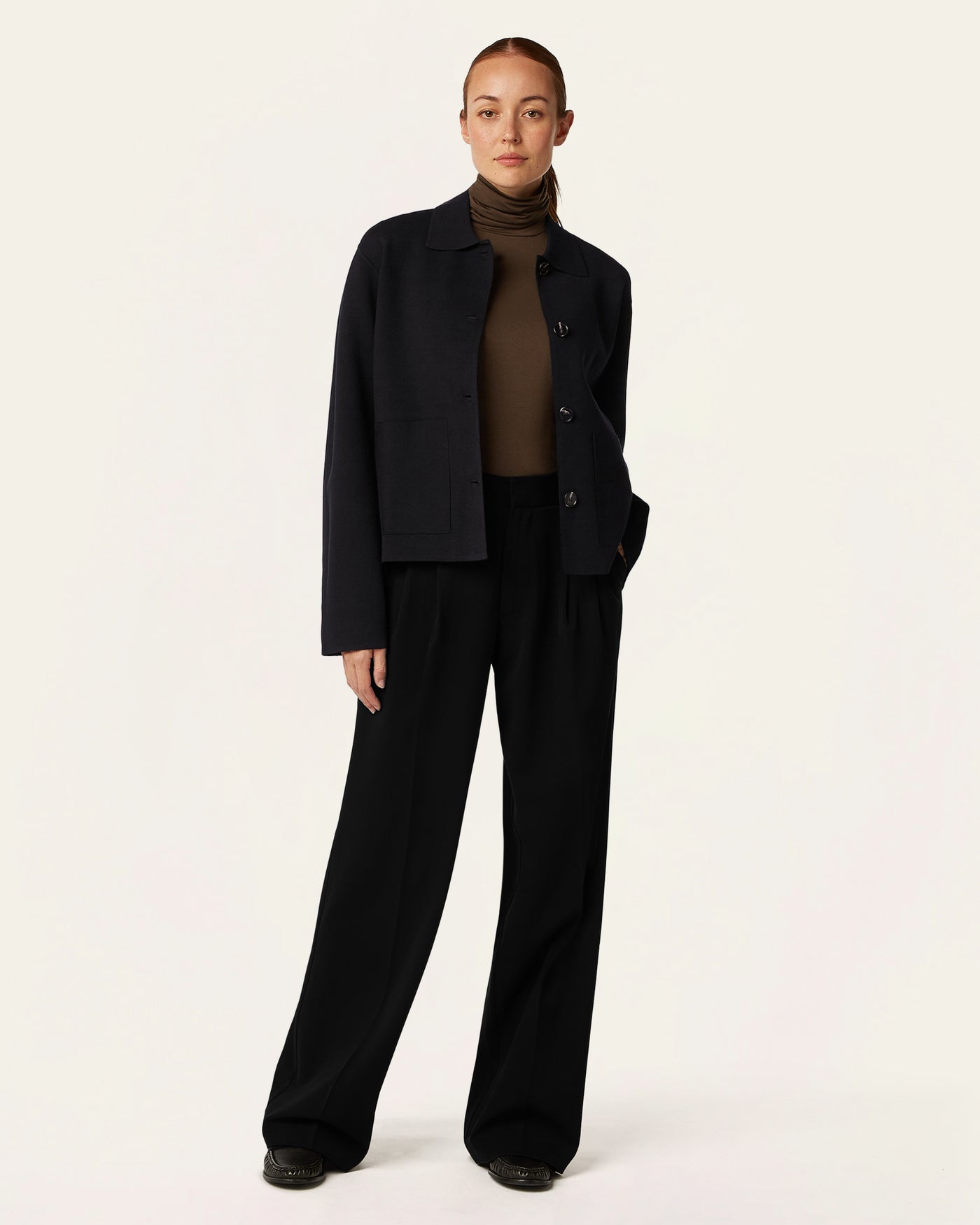 Boxy Jacquard Cardigan - Black