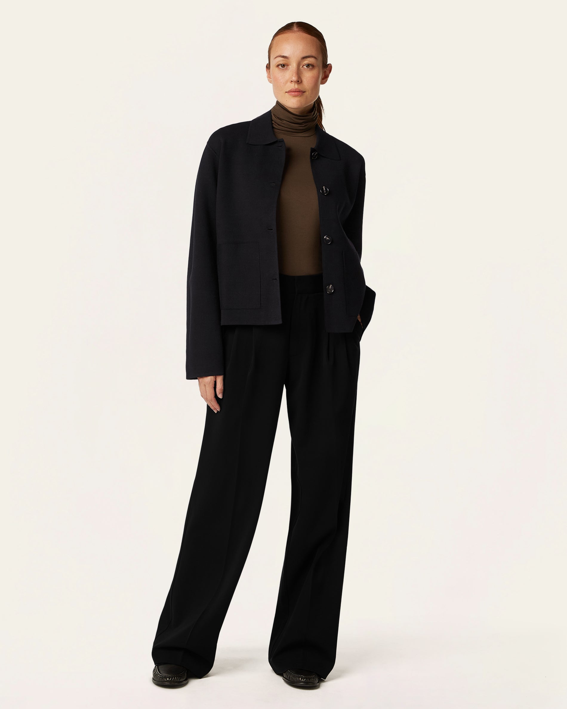 Boxy Jacquard Cardigan - Black