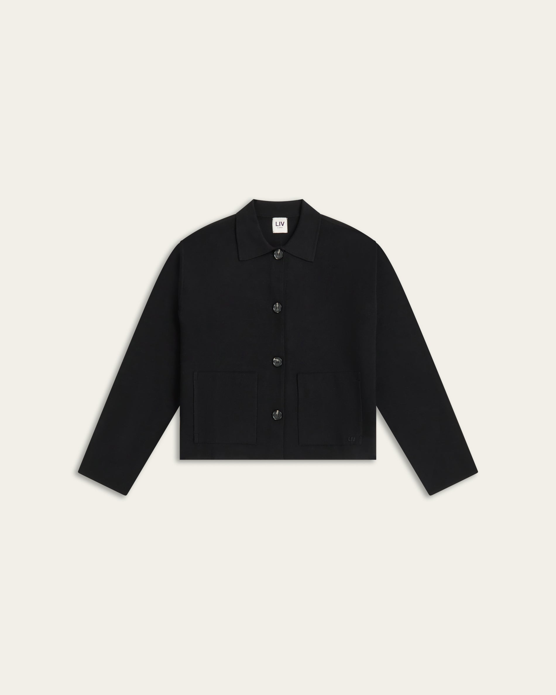 Boxy Jacquard Cardigan - Black