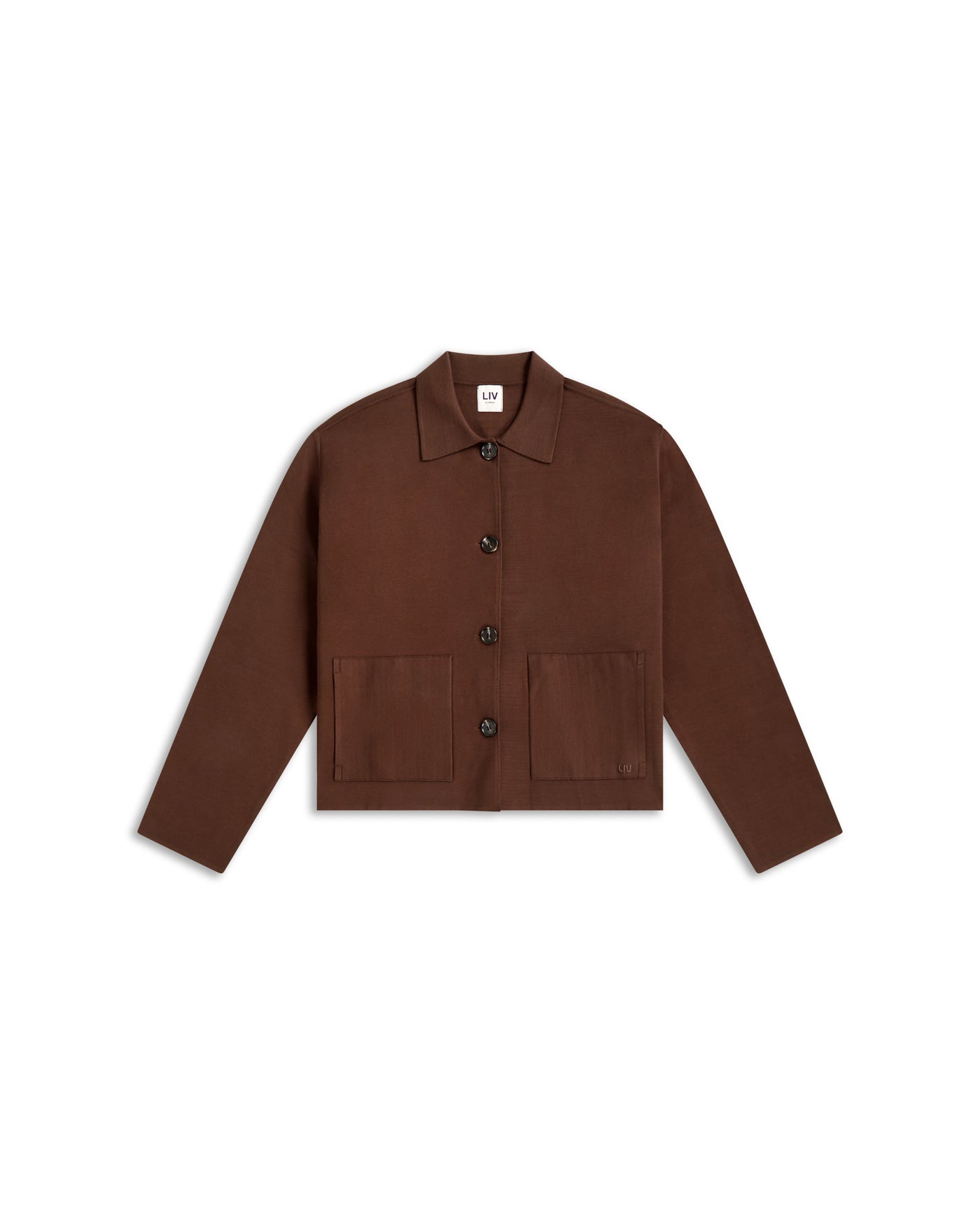 Boxy Jacquard Cardigan - Brown