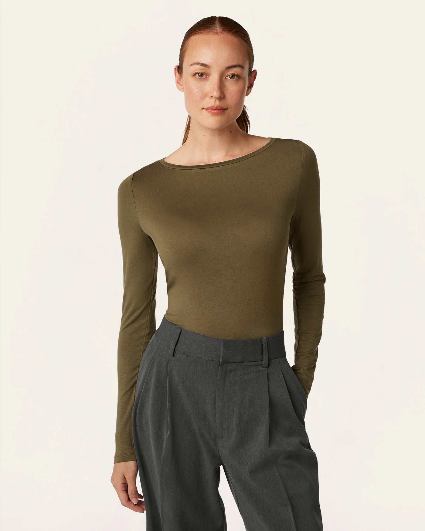 Boatneck Knit - Dark Olive