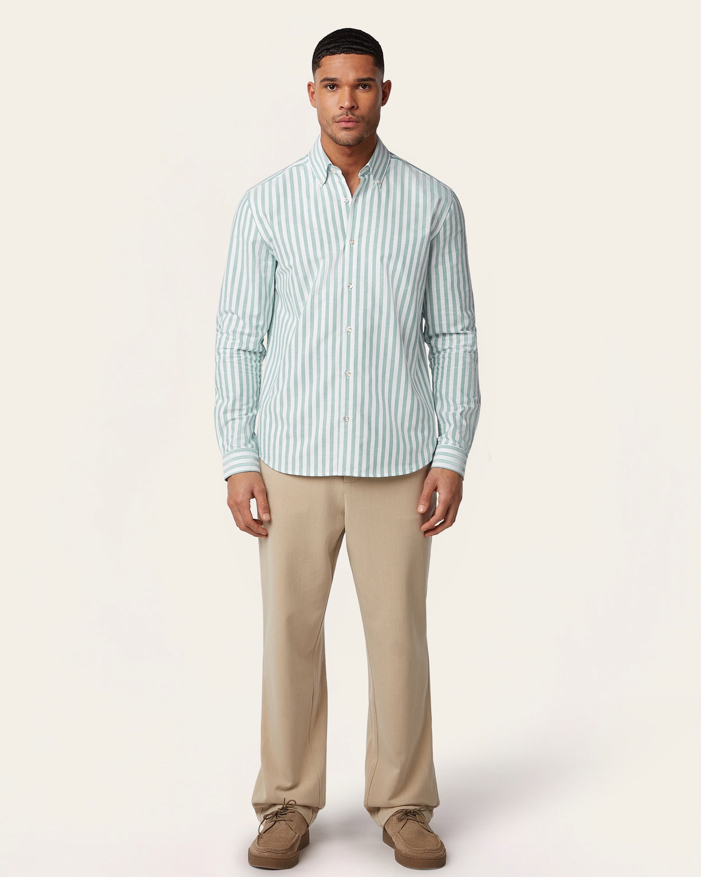 Oxford Shirt Green / White stripe