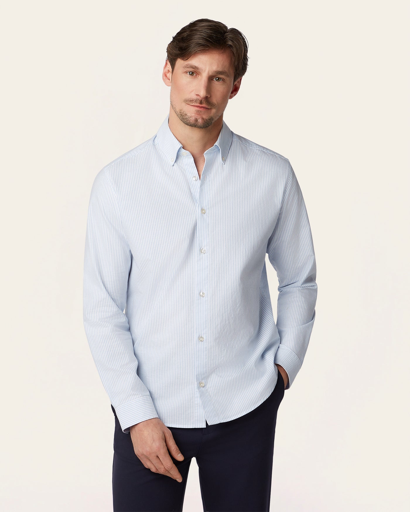 Oxford Shirt White / Blue Stripe