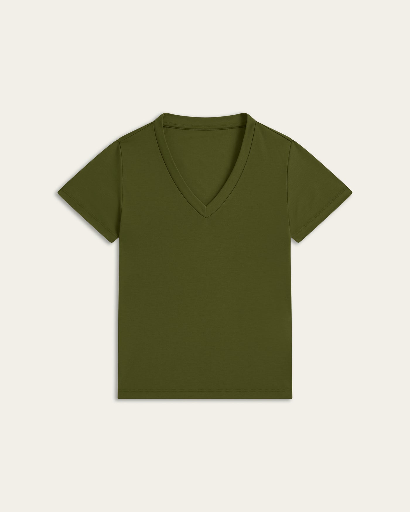 Interlock V-neck Slim T-shirt - Olive