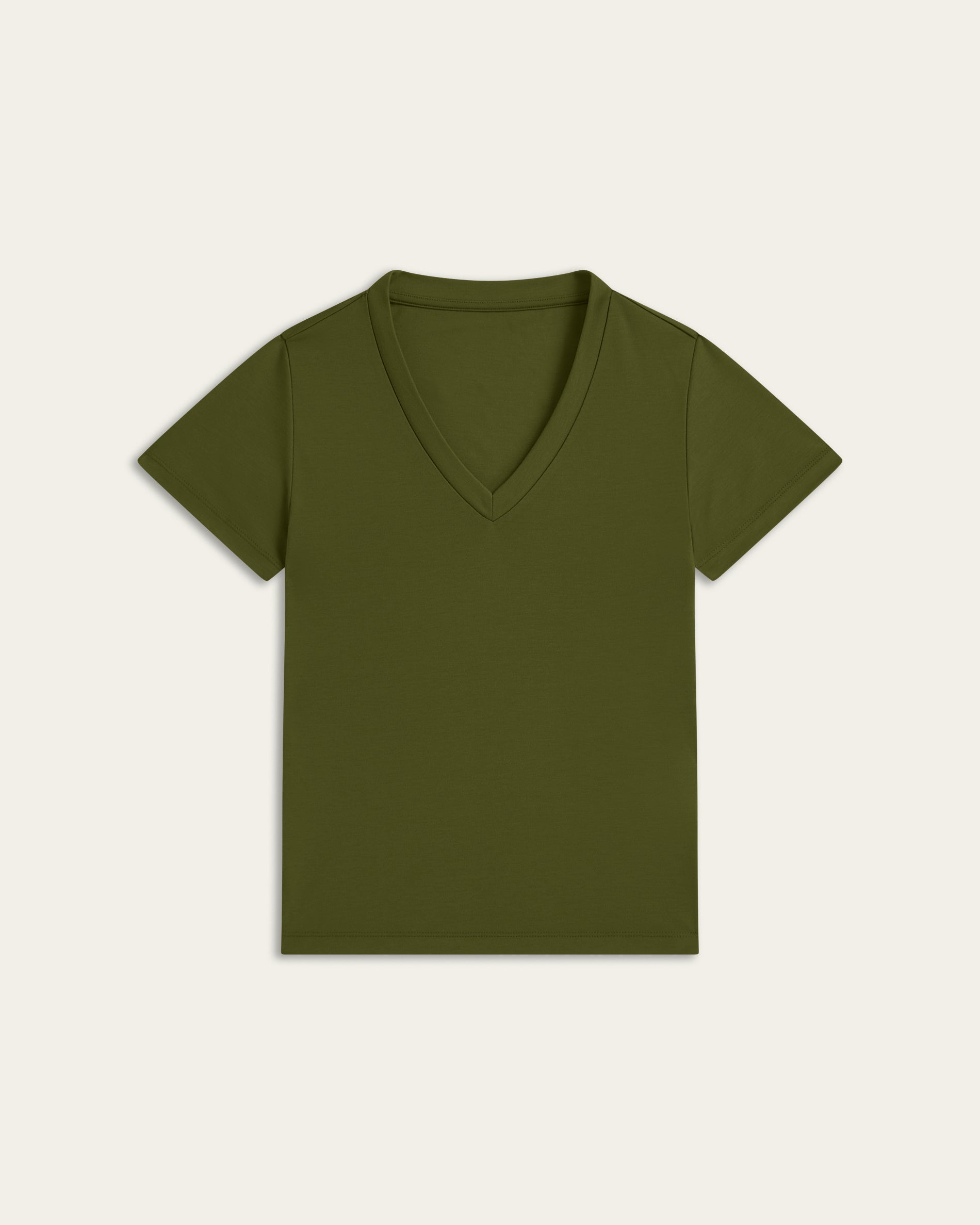 Interlock V-neck Slim T-shirt - Olive
